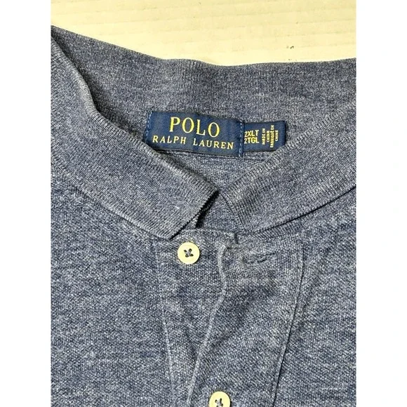Polo Ralph Lauren Polo Shirt Mens 2XLT Blue Heather Big Tall Red Pony Logo - Picture 3 of 5